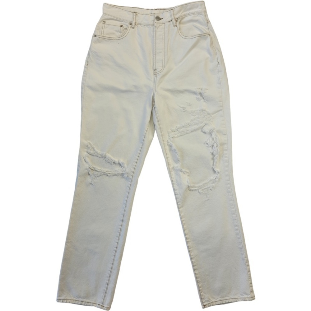 ✅ PacSun woman’s Ivory Distressed Dad Jeans size 29 high rise loose fit